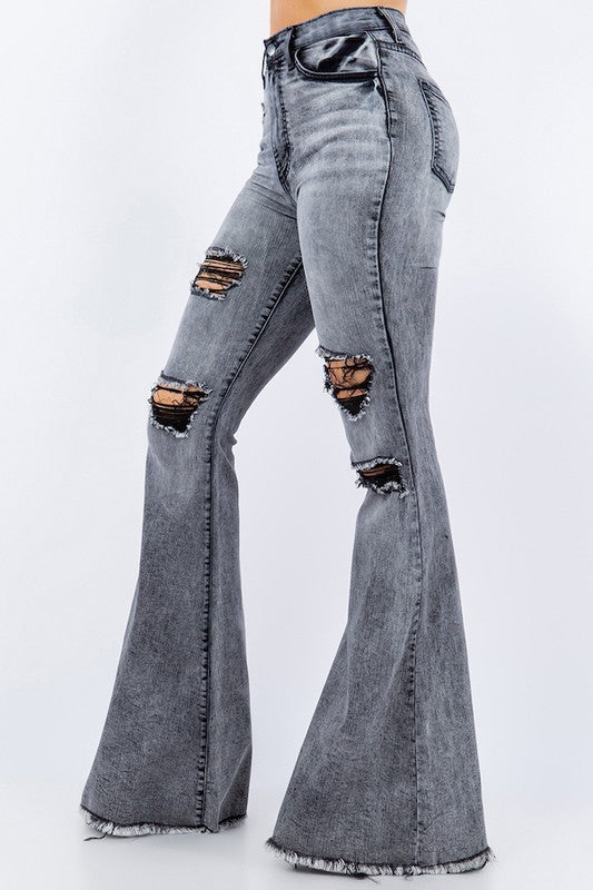 Storm Bell Bottom Jean in Grey - Aurein