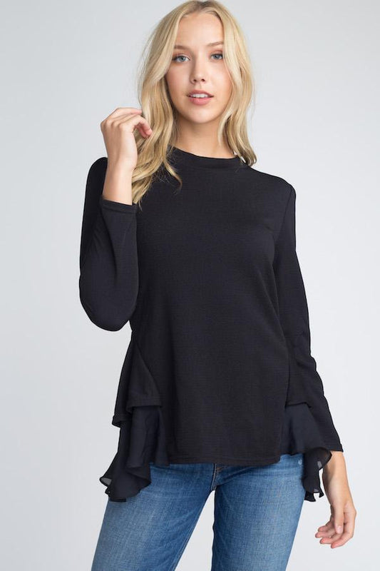 Women's Long Sleeve Ruffle Top - Aurein