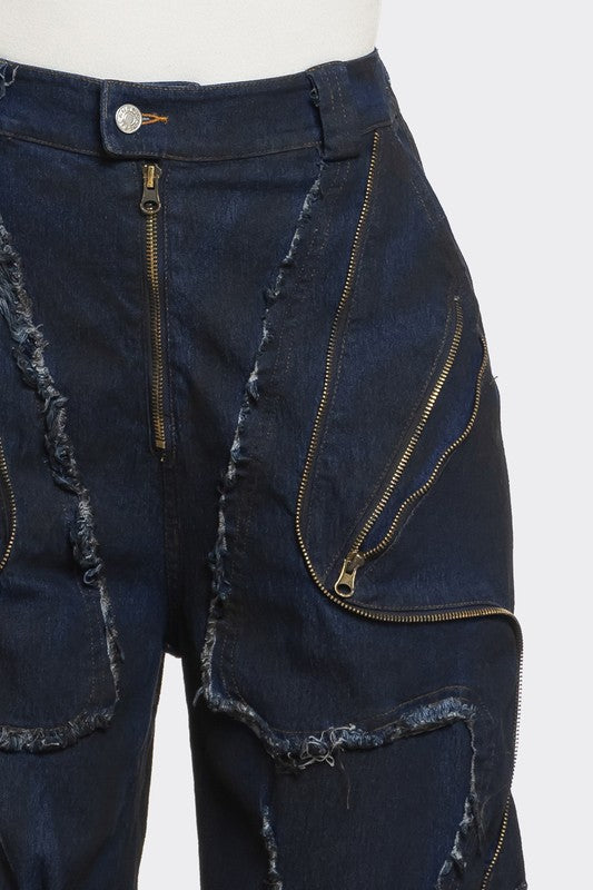 Urban Nomad Distressed Cargo Jeans - Aurein