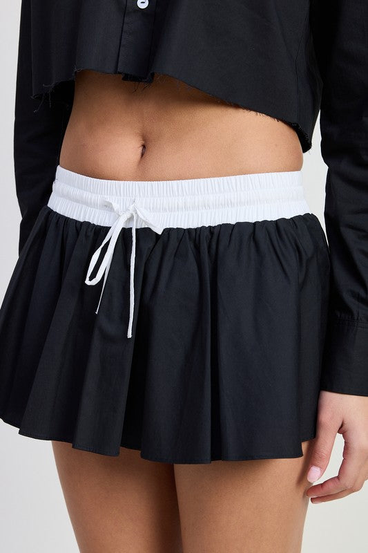 MINI CONTRAST WAISTBAND SKIRT - Aurein