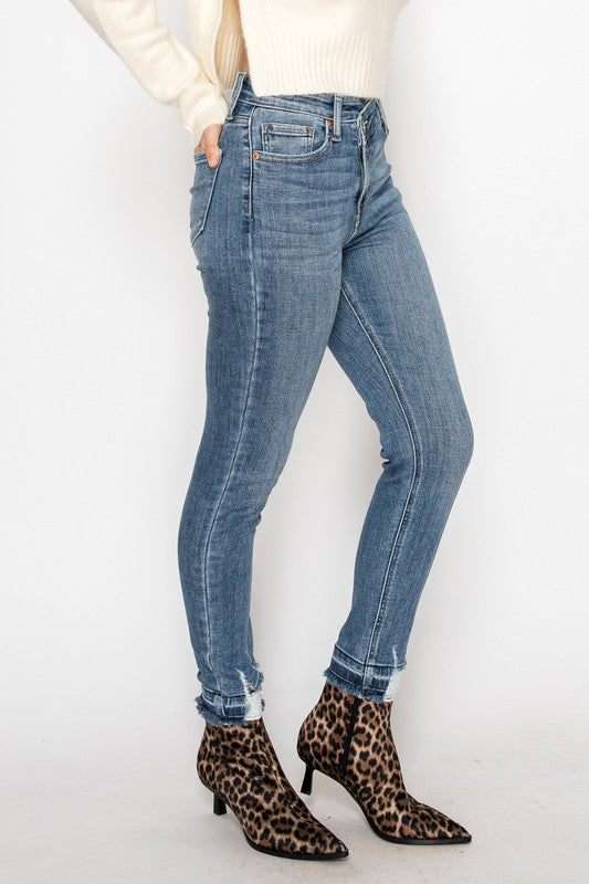 High Rise Crossover Skinny Jeans - Aurein
