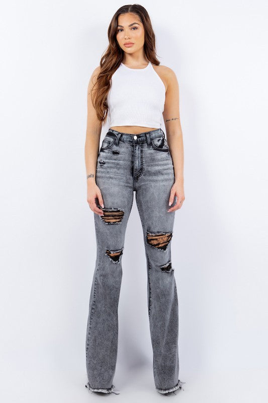 Storm Bell Bottom Jean in Grey - Aurein