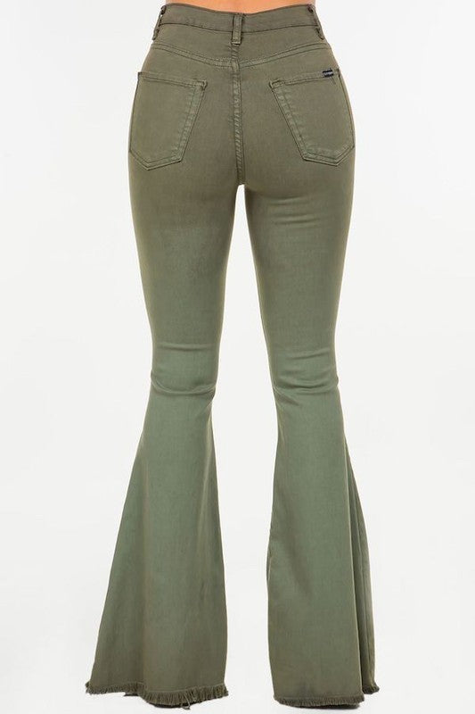 Bell Bottom Jean in Olive - Aurein