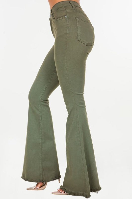 Bell Bottom Jean in Olive - Aurein