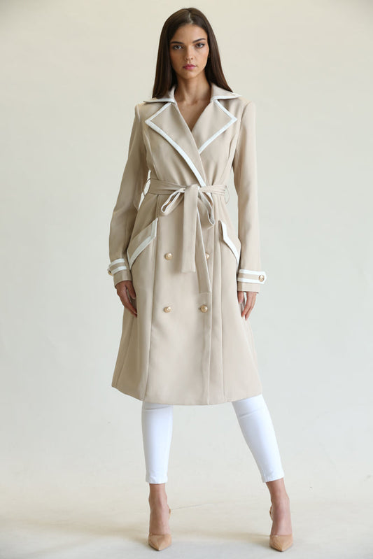 Elegant Long Belted Coat for Women - Aurein