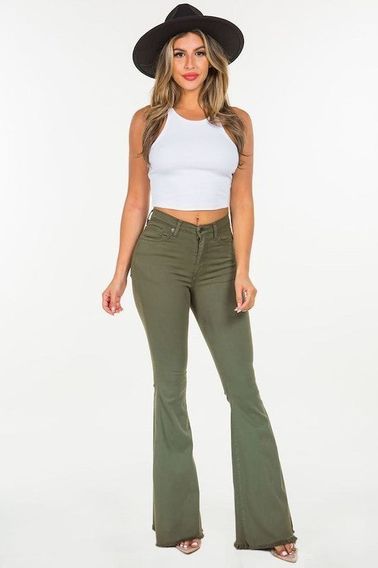 Bell Bottom Jean in Olive - Aurein