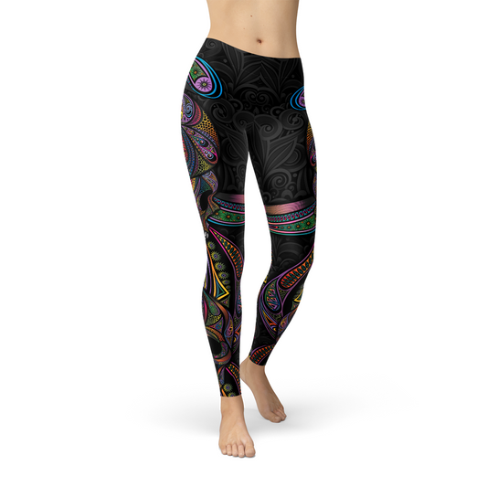 Womens Sugar Skull Leggings - Aurein